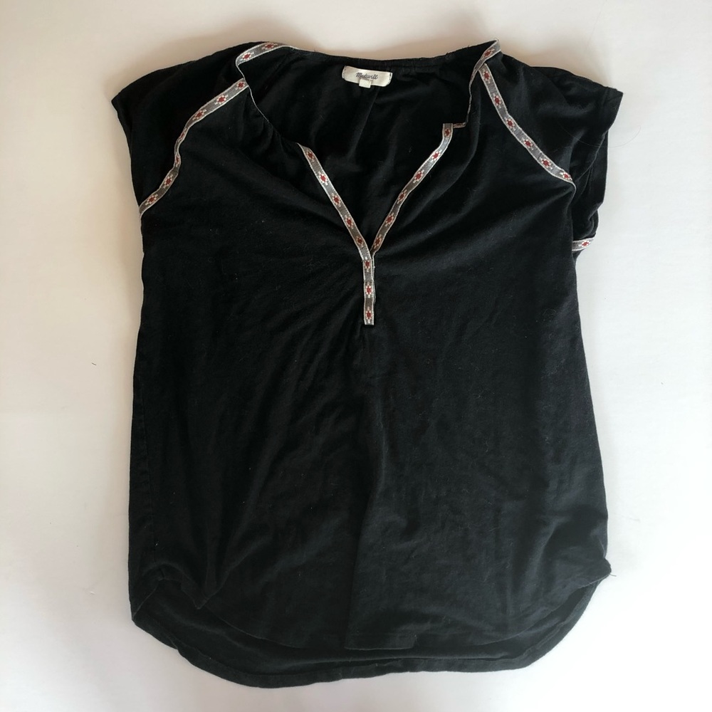 Madewell Black Embroidered Top